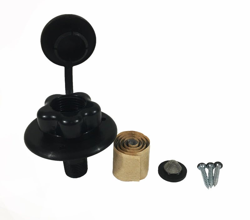 RV Camper City Water Inlet Flange with Plastic Check Valve Black PN 94217